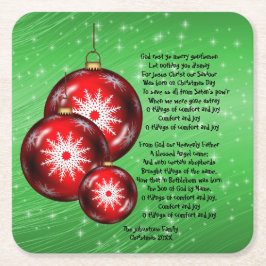 Porta-copo De Papel Quadrado Natal Carol Lyrics God Rest - Cavalheiros