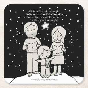 Porta-copo De Papel Quadrado Natal Caroling