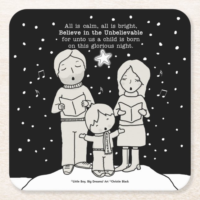 Porta-copo De Papel Quadrado Natal Caroling (Frente)