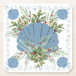 Porta-copo De Papel Quadrado Natal da Costa do Mar Azul