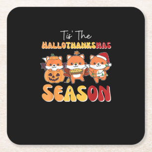 Porta-copo De Papel Quadrado Natal Halloween Esta É A Época De Hallothanksmas