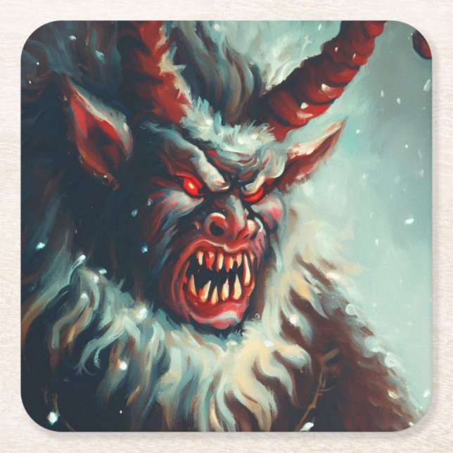 Porta-copo De Papel Quadrado Natal Krampus 3 (Frente)