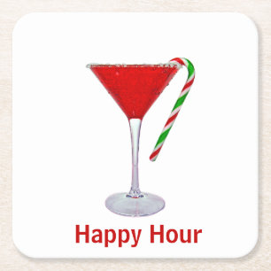 Porta-copo De Papel Quadrado Natal Martini Glass