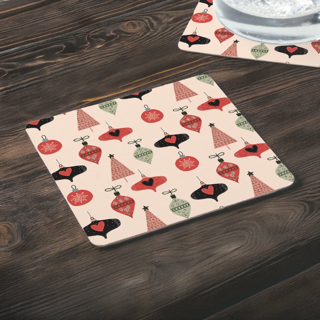 Porta-copo De Papel Quadrado Natal Moderno de Meados do Século (Criador carregado)
