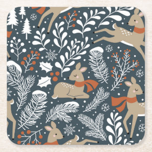 Porta-copo De Papel Quadrado Natal vintage, design festivo
