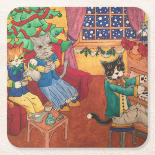 Porta-copo De Papel Quadrado Natal vitoriano