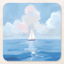 Porta-copo De Papel Quadrado Navegação em azul | Pintura do Oceano Navegante Co