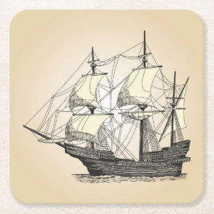 Porta-copo De Papel Quadrado Navio de navegação pirata