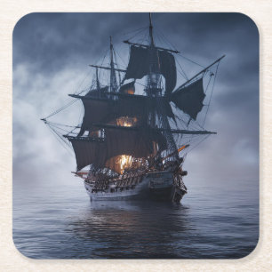 Porta-copo De Papel Quadrado Navio Galeão Pirata Espanhol