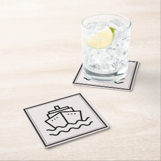 Porta-copo De Papel Quadrado Navio minimalista de arte oceânica elegante