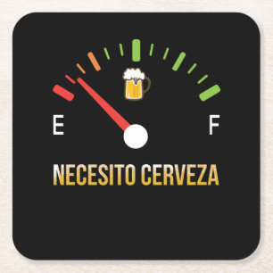 Porta-copo De Papel Quadrado Necesito Cerveza Preciso de cerveja em espanhol