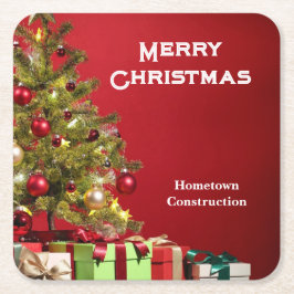 Porta-copo De Papel Quadrado Negócios de Natal Promocional Personalizar Texto 6