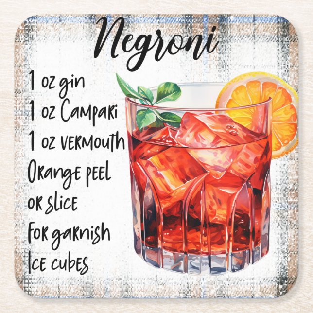 Porta-copo De Papel Quadrado Negroni (Frente)
