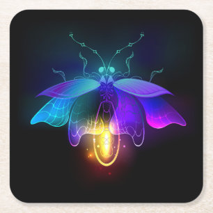 Porta-copo De Papel Quadrado Neon Firefly a preto