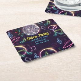 Porta-copo De Papel Quadrado Neon Glow Disco Dance Festa de aniversário