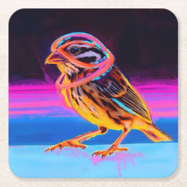 Porta-copo De Papel Quadrado Neon Sparrow com Acentos Brilhantes