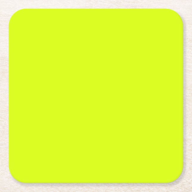 Porta-copo De Papel Quadrado Neon Yellow, Alta Visibilidade Chartreuse (Frente)