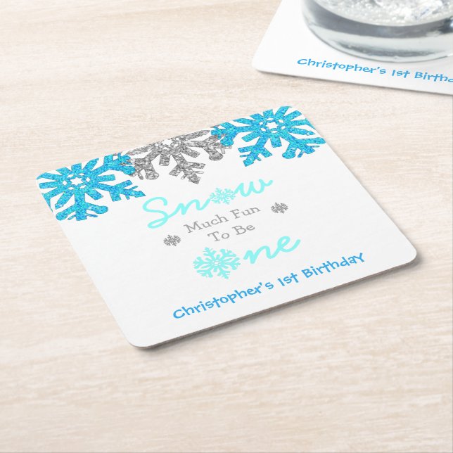Porta-copo De Papel Quadrado Neve Muito Divertida Para Ser Um primeiro aniversa (Inclinado)