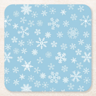 Porta-copo De Papel Quadrado Neve na luz - fundo azul