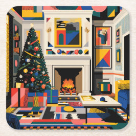 Porta-copo De Papel Quadrado New Wave 1980s Pop Art Christmas Coaster