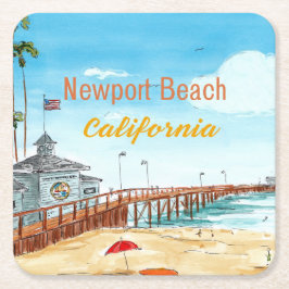 Porta-copo De Papel Quadrado Newport Beach California Coaster