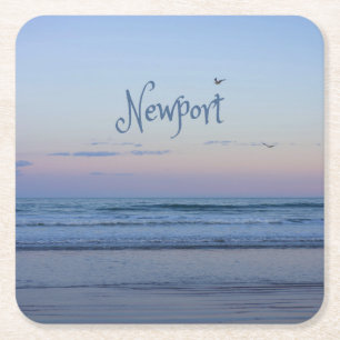 Porta-copo De Papel Quadrado Newport Beach California Ocean Sunrise Azul