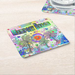 Porta-copo De Papel Quadrado Newport Beach Deep Dream Porta copos