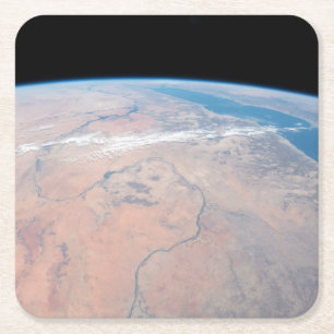 Porta-copo De Papel Quadrado Nile River Winding Para Baixo Ao Lado Do Mar Verme