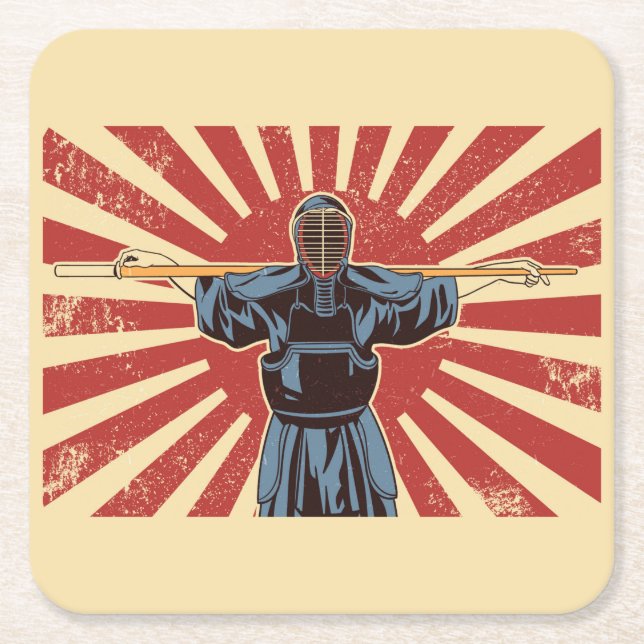 Porta-copo De Papel Quadrado Ninja Warrior (Frente)