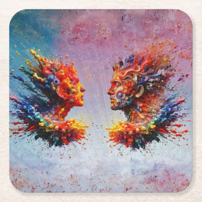 Porta-copo De Papel Quadrado No começo... (Frente)