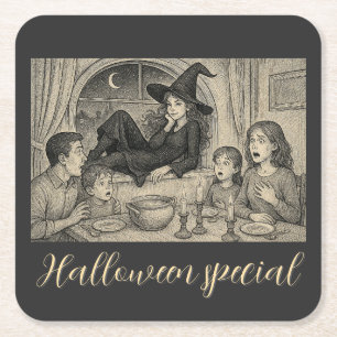 Porta-copo De Papel Quadrado No Halloween, dê boas-vindas às bruxas!