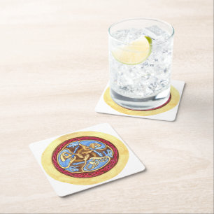 Porta-copo De Papel Quadrado Nó sem fim com animais