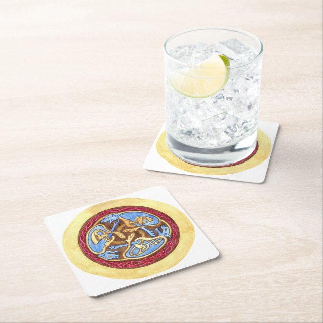 Porta-copo De Papel Quadrado Nó sem fim com animais (Insitu)