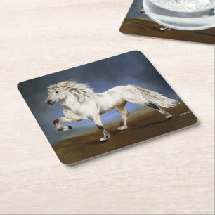 Porta-copo De Papel Quadrado Nobreza Cavalo Branco Islandês