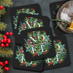 Porta-copo De Papel Quadrado NOEL Berries Greenery Black Feriado<br><div class="desc">A palavra NOEL entre as folhas e as bagas de inverno em fundo preto (ou qualquer cor),  estas portas copos de papel são elegantes para qualquer ocasião de Natal de férias. CORRESPONDENDO a itens na nossa loja.</div>
