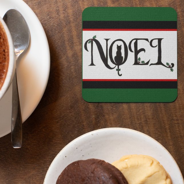 Porta-copo De Papel Quadrado Noel Cat Portas copos (Criador carregado)