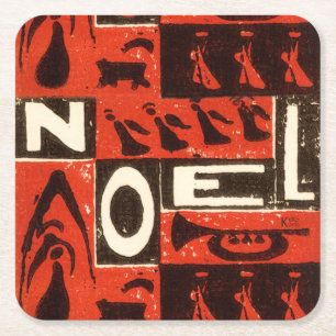 Porta-copo De Papel Quadrado Noel Red Block Impressão