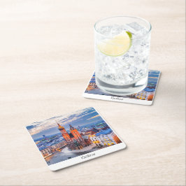 Porta-copo De Papel Quadrado Noite de Cracóvia em Polônia