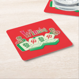 Porta-copo De Papel Quadrado Noite de Jogo de Mahjong Azulejos da Sorte
