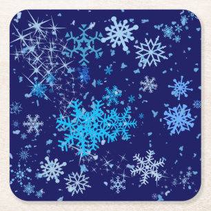 Porta-copo De Papel Quadrado Noite de Natal em queda de neve