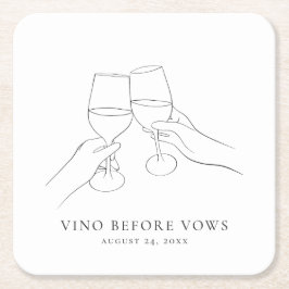 Porta-copo De Papel Quadrado Noiva Antes dos Votos Bridal Shower de Vinho Chic