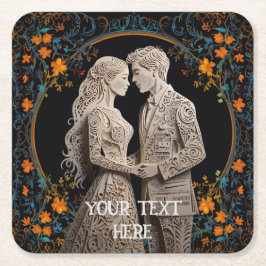 Porta-copo De Papel Quadrado Noiva e Casamento de noivo personalizado