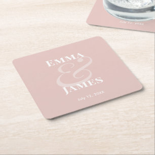 Porta-copo De Papel Quadrado Noiva Minimalista Ampersand Casamento Reverso