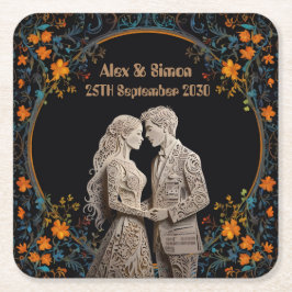 Porta-copo De Papel Quadrado Noiva & Noivo Clássico Real