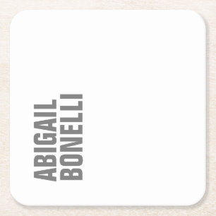 Porta-copo De Papel Quadrado Nome da cinza moderna minimalista e ousada profiss