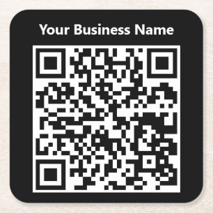 Porta-copo De Papel Quadrado Nome da empresa mais código QR em um