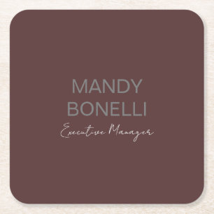 Porta-copo De Papel Quadrado Nome de adição moderno e elegante profissional
