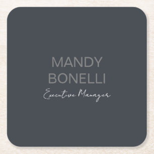 Porta-copo De Papel Quadrado Nome de adição moderno e elegante profissional