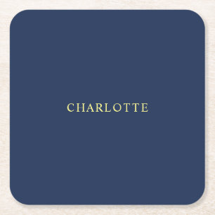 Porta-copo De Papel Quadrado Nome de Cor Azul Clássica Mínima do Profissional