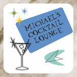 Porta-copo De Papel Quadrado Nome do Lounge Neon Cocktail Moderno do meio sécul<br><div class="desc">Este design pode ser personalizado escolhendo a opção Editar Design. Você também pode transferir para outros itens. Entre em contato comigo em colorflowcreations@gmail.com ou use a opção de bate-papo no topo da página se você quiser ter este design em outro produto ou precisar de assistência. Veja mais designs ou siga-me...</div>